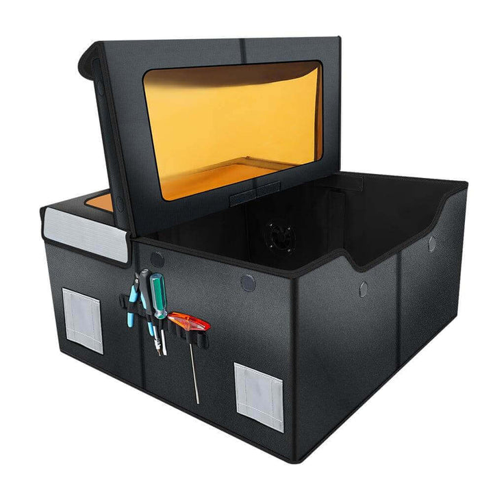 Black toolbox with yellow interior and tools on a white background Twotrees TE700 Laser Engraving Enclosure for CNC Machines Enhance Your Laser Cutting Experience | Twotrees Laser Engraver Parts Accessories