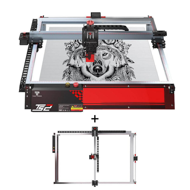 CNC machine with a wolf design on a white background Twotrees TS2 10W Diode Laser Engraver for Precision Crafting | Twotrees Laser Engraver