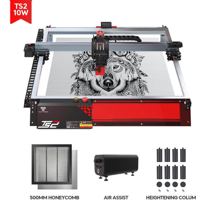 Laser engraving machine with accessories on a white background Twotrees TS2 10W Diode Laser Engraver for Precision Crafting | Twotrees Laser Engraver