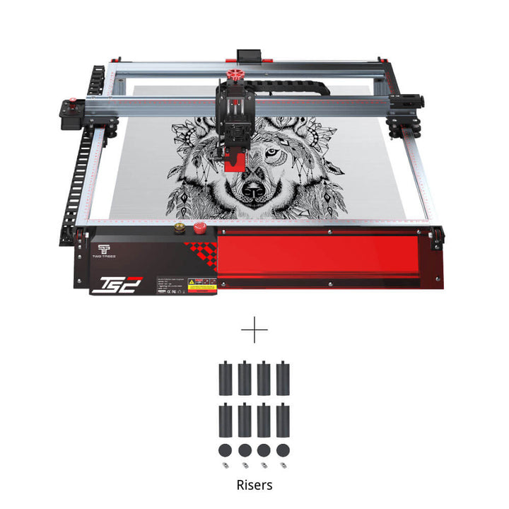 CNC machine with a wolf design on a white background, featuring TGC branding. Twotrees TS2 10W Diode Laser Engraver for Precision Crafting | Twotrees Laser Engraver