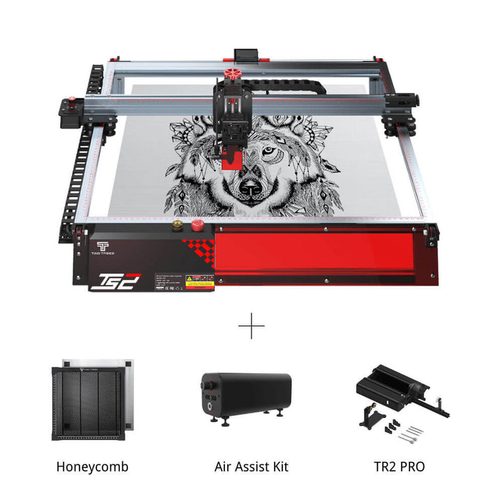 Laser engraving machine with accessories on a white background Twotrees TS2 10W Diode Laser Engraver for Precision Crafting | Twotrees Laser Engraver