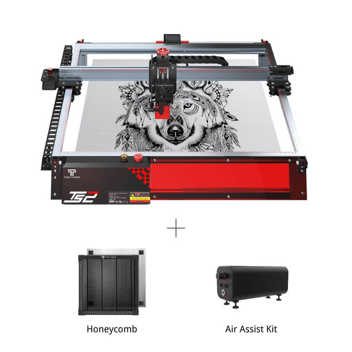 Laser engraving machine with accessories on a white background Twotrees TS2 10W Diode Laser Engraver for Precision Crafting | Twotrees Laser Engraver