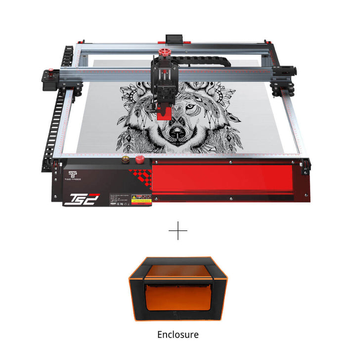 CNC machine with a wolf design on a white background, featuring the brand 'TGC'. Twotrees TS2 10W Diode Laser Engraver for Precision Crafting | Twotrees Laser Engraver