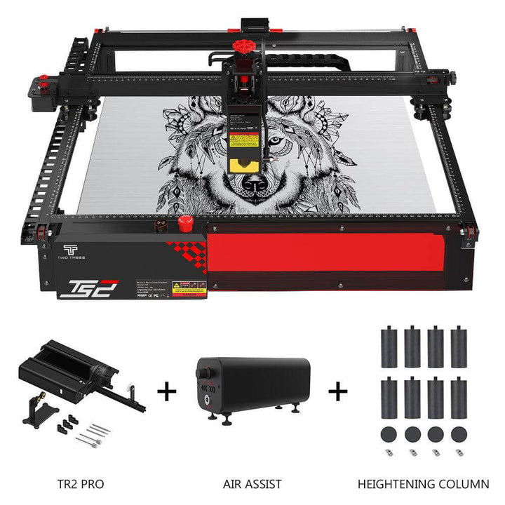 Laser engraving machine with accessories on a white background Twotrees TS2 20W Laser Engraver High Precision Wood & Metal Engraving | Twotrees Laser Engraver