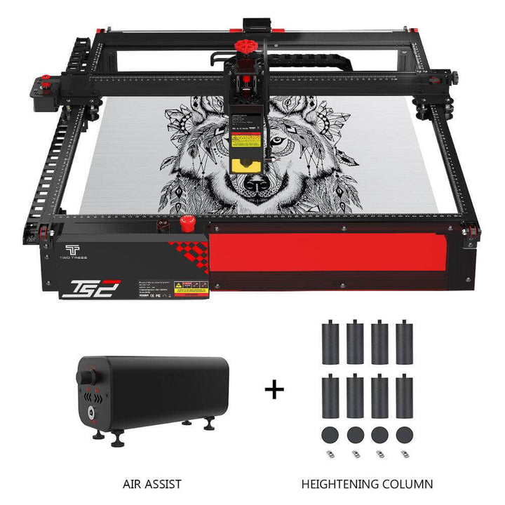 Laser engraving machine with tiger design on a white background Twotrees TS2 20W Laser Engraver High Precision Wood & Metal Engraving | Twotrees Laser Engraver