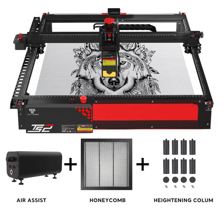 Laser engraving machine with accessories on a white background Twotrees TS2 20W Laser Engraver High Precision Wood & Metal Engraving | Twotrees Laser Engraver