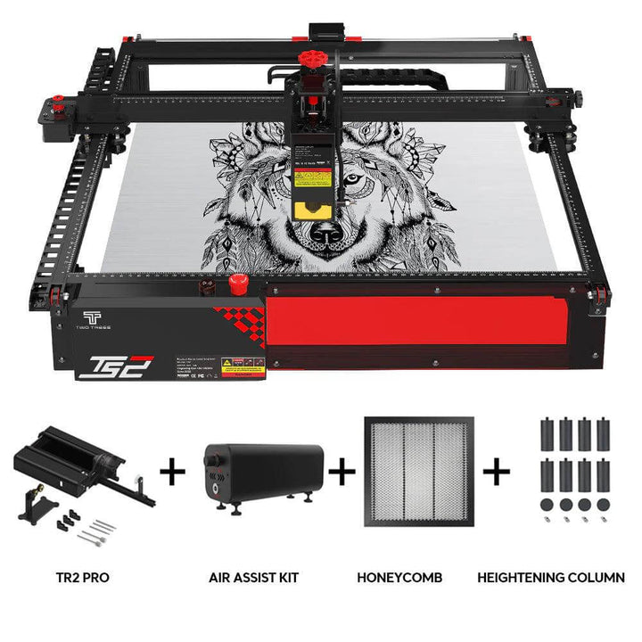 Laser engraving machine with tiger design on a white background Twotrees TS2 20W Laser Engraver High Precision Wood & Metal Engraving | Twotrees Laser Engraver