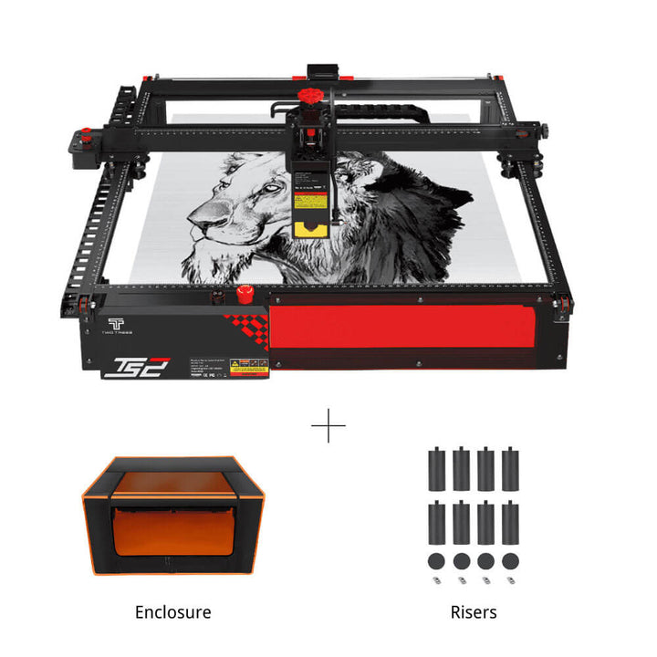 Laser engraving machine with enclosure and risers on a white background Twotrees TS2 20W Laser Engraver High Precision Wood & Metal Engraving | Twotrees Laser Engraver