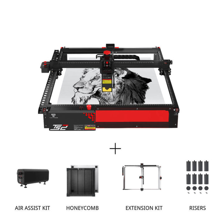 Laser engraving machine with accessories on a white background Twotrees TS2 20W Laser Engraver High Precision Wood & Metal Engraving | Twotrees Laser Engraver