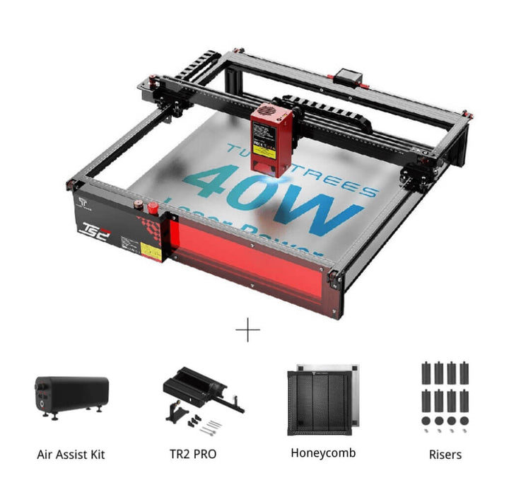 Laser engraving machine with accessories on a white background Twotrees TS2 40W Laser Engraver Precision Engraving and Cutting Machine | Twotrees Laser Engraver