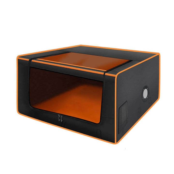 Black and orange box with a reflective surface on a white background Twotrees TS2 Laser Engraver Enclosure with Smoke Control | Twotrees Laser Engraver Parts Accessories