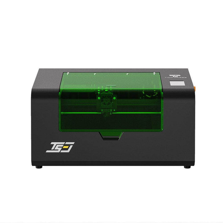 Black electronic device with a green transparent panel on a white background Twotrees TS3 10W Black Enclosed Diode Laser Engraver - High Precision & Safety | Twotrees Laser Engraver