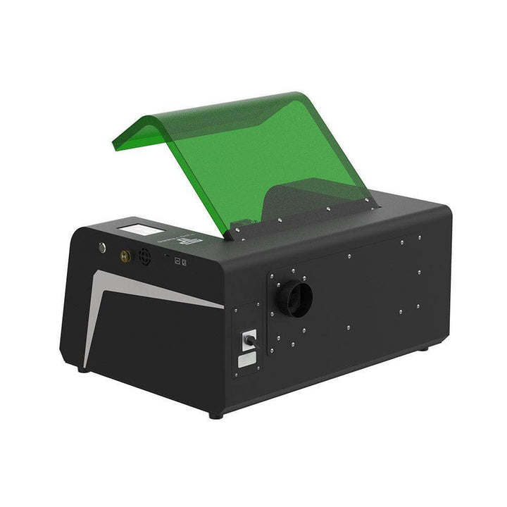 Black machine with a green transparent panel on a white background Twotrees TS3 10W Black Enclosed Diode Laser Engraver - High Precision & Safety | Twotrees Laser Engraver