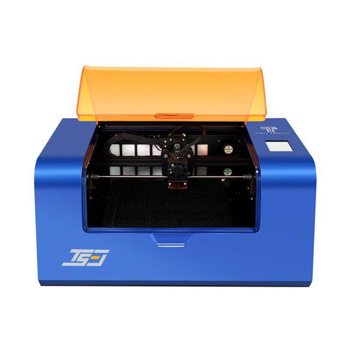 Blue and orange laser cutting machine on a white background Twotrees TS3 10W Black Enclosed Diode Laser Engraver - High Precision & Safety | Twotrees Laser Engraver