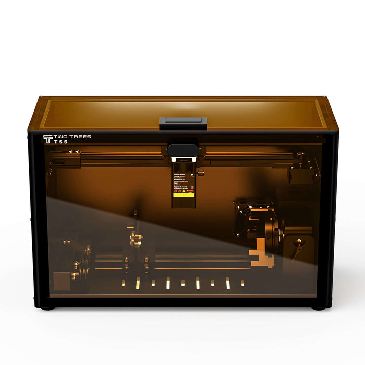 3D printer with a transparent front panel on a white background Twotrees TS5 7W Laser Engraver - Precision and Performance for Your Projects | Twotrees Laser Engraver