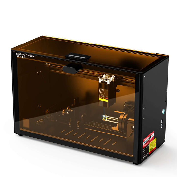 3D printer with a clear acrylic cover on a white background Twotrees TS5 7W Laser Engraver - Precision and Performance for Your Projects | Twotrees Laser Engraver