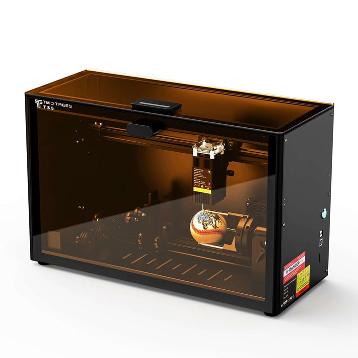 3D printer in operation with a clear lid on a white background Twotrees TS5 7W Laser Engraver - Precision and Performance for Your Projects | Twotrees Laser Engraver