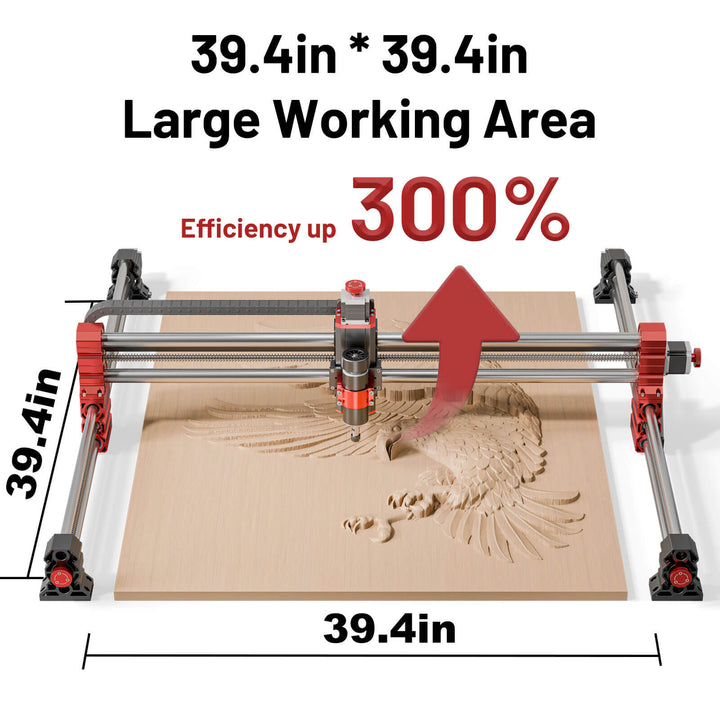 CNC machine with a large working area and efficiency improvement text on a white background Twotrees TTC-H40 H80 CNC Router Machine Powerful Versatile | Twotrees CNC Router