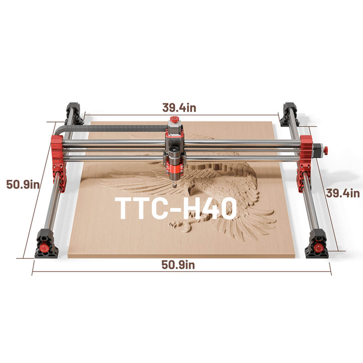 CNC machine with dimensions labeled on a white background Twotrees TTC-H40 H80 CNC Router Machine Powerful Versatile | Twotrees CNC Router