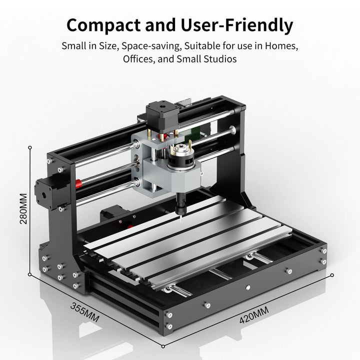 Compact CNC machine with dimensions labeled on a white background Twotrees TTC3018 CNC Router Machine Affordable Precision | Twotrees CNC Router