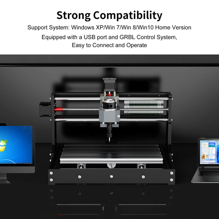 CNC machine with computer setup on a dark background Twotrees TTC3018 CNC Router Machine Affordable Precision | Twotrees CNC Router