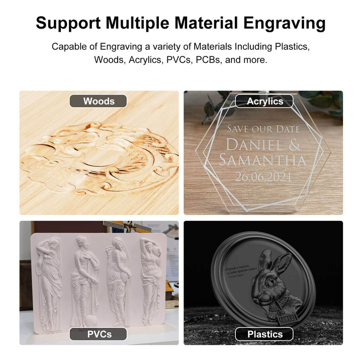 Engraving services supporting multiple materials including woods, acrylics, PVCs, and plastics. Twotrees TTC3018 CNC Router Machine Affordable Precision | Twotrees CNC Router