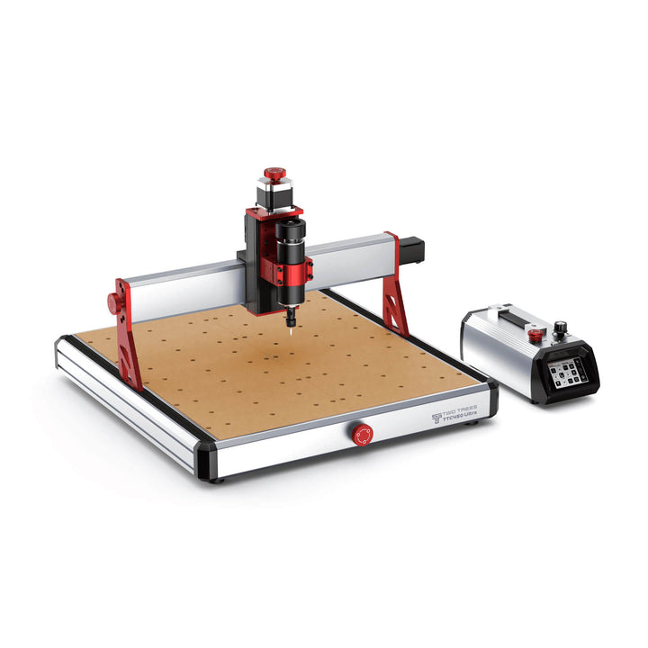 CNC machine on a wooden platform with control panel on a white background Twotrees TTC450 Ultra CNC Router for Precision Work | Twotrees CNC Router