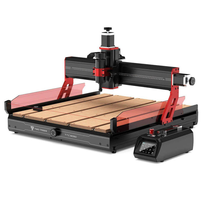 CNC machine with a wooden workbench on a white background Twotrees TTC6050 CNC Router for Precise Woodworking | Twotrees CNC Router