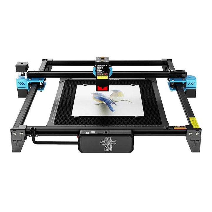 Laser engraving machine with a printed design on paper Twotrees TTS-20 20W Laser Engraver Machine High Precision and Versatile Engraving | Twotrees Laser Engraver