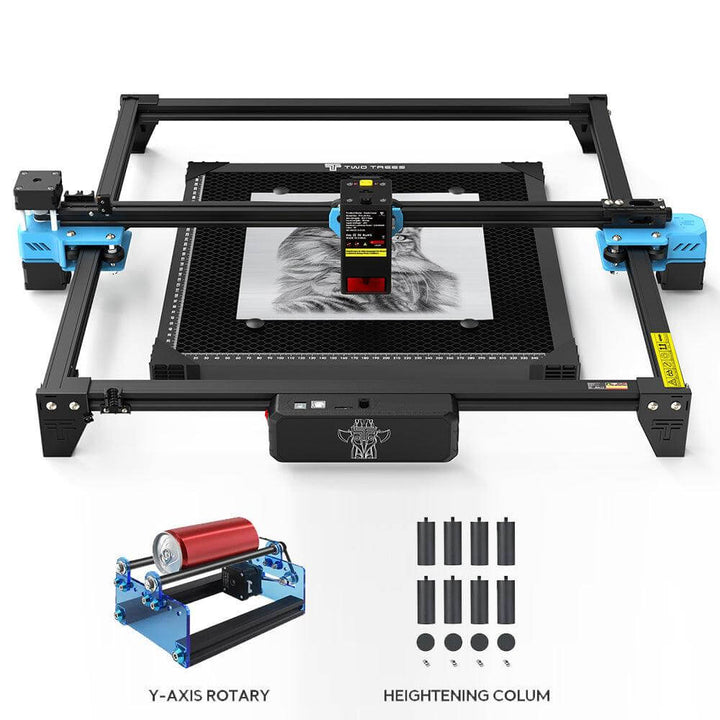 Laser engraving machine with accessories on a white background Twotrees TTS-20 20W Laser Engraver Machine High Precision and Versatile Engraving | Twotrees Laser Engraver