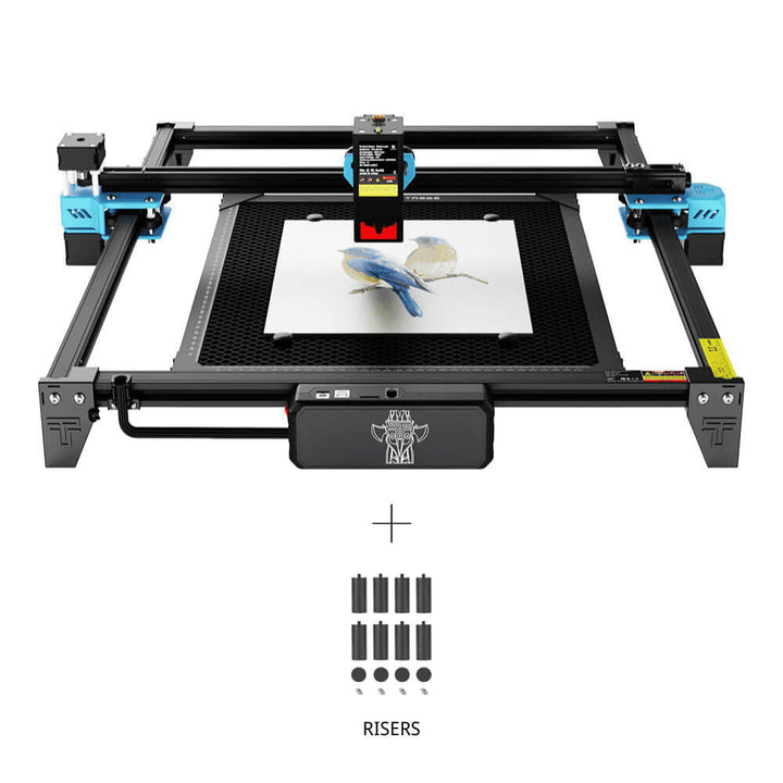 Laser engraving machine with a printed design of a bird on a white background Twotrees TTS-20 20W Laser Engraver Machine High Precision and Versatile Engraving | Twotrees Laser Engraver