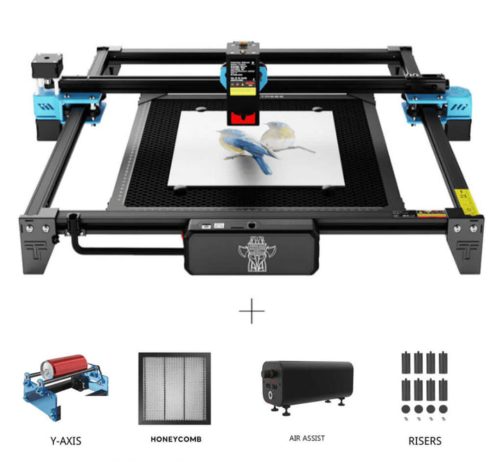 CNC machine with accessories on a white background Twotrees TTS-20 20W Laser Engraver Machine High Precision and Versatile Engraving | Twotrees Laser Engraver