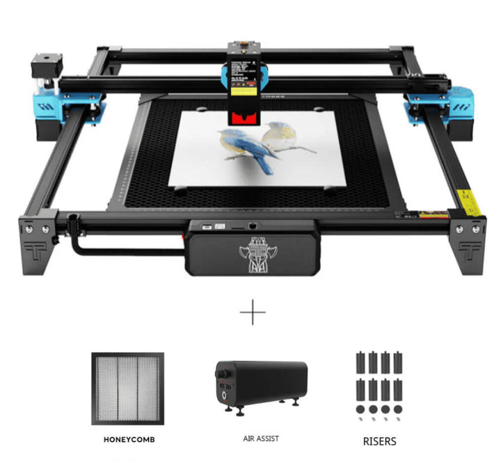 Laser cutting machine with accessories on a white background Twotrees TTS-20 20W Laser Engraver Machine High Precision and Versatile Engraving | Twotrees Laser Engraver