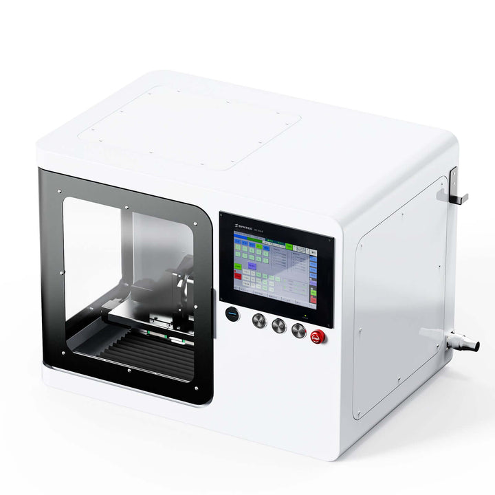 White industrial machine with a screen on a white background Twotrees X5 Advanced 5-Axis CNC Router Machine for Precision Crafting | Twotrees CNC Router