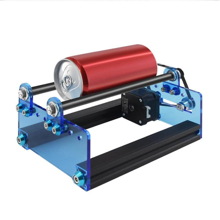 Mechanical device with a red can on a white background Twotrees Y-Axis Rotary Attachment for Laser Engraving | Twotrees Laser Engraver Parts Accessories